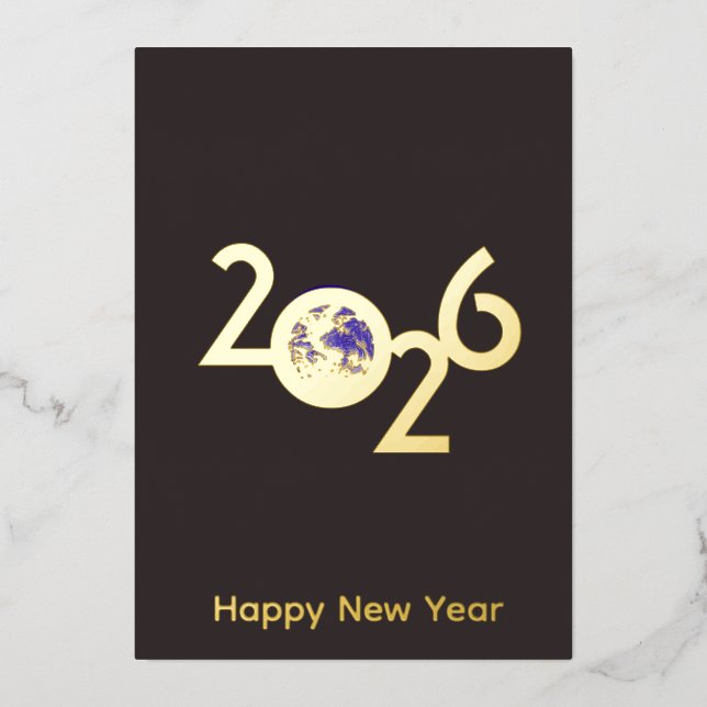 Earth in 2026  - minimalist design New Years Card (Front)