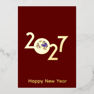Earth in 2027 minimalist design new years cards