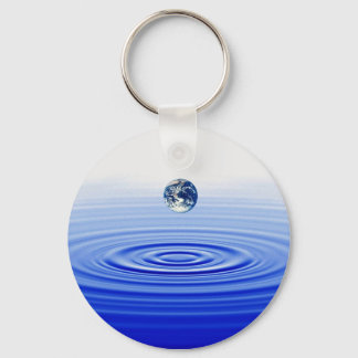 earth in a water drop keychain