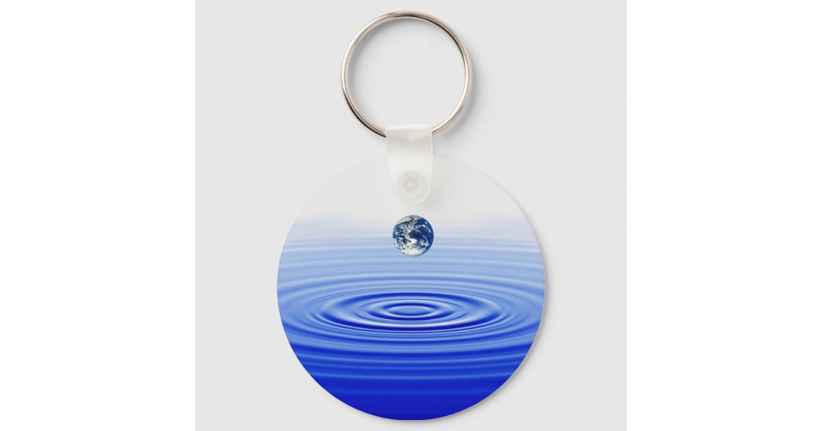 earth in a water drop keychain Zazzle