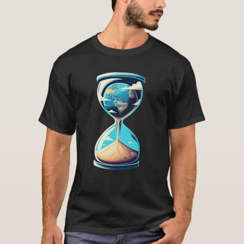 Earth in hourglass _ environmental awareness T_Shirt