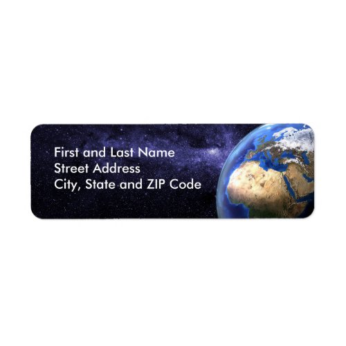 Earth in space label