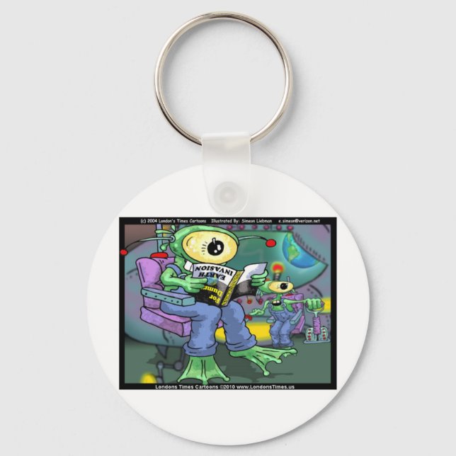 Earth Invasion 4 Dummies Funny Gifts Tees & Mugs Keychain (Front)