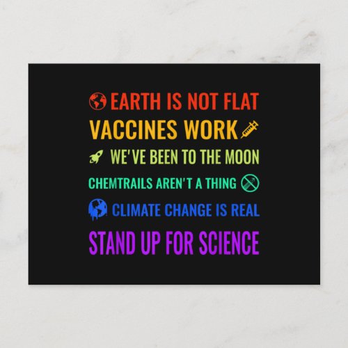 Earth is Not Flat Vaccines Work Funny science Postcard