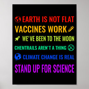 Earth Is Not Flat Vaccines Work Funny Science T Sh Poster