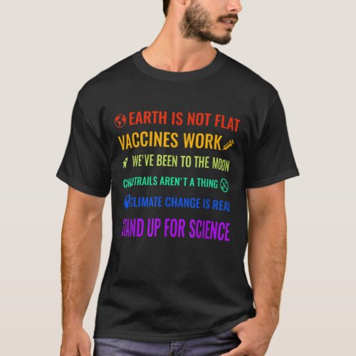 Earth is Not Flat Vaccines Work Funny science T_Shirt