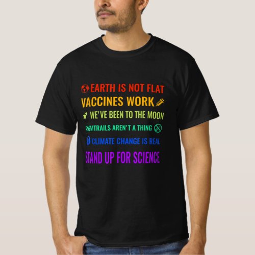 Earth is Not Flat Vaccines Work Funny science T_Shirt