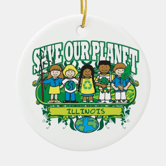 Earth Kids Illinois Ceramic Ornament