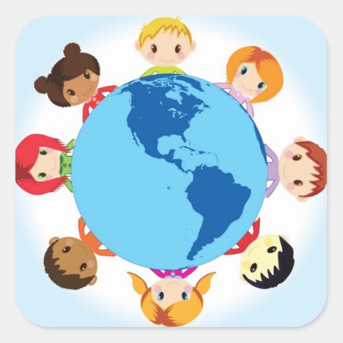 earth kids square sticker