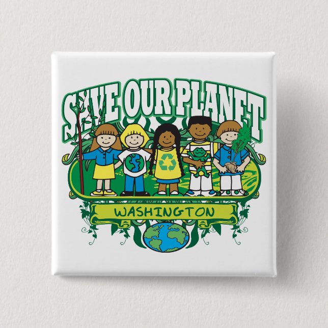 Earth Kids Washington Pinback Button (Front)