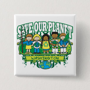 Earth Kids Washington Pinback Button