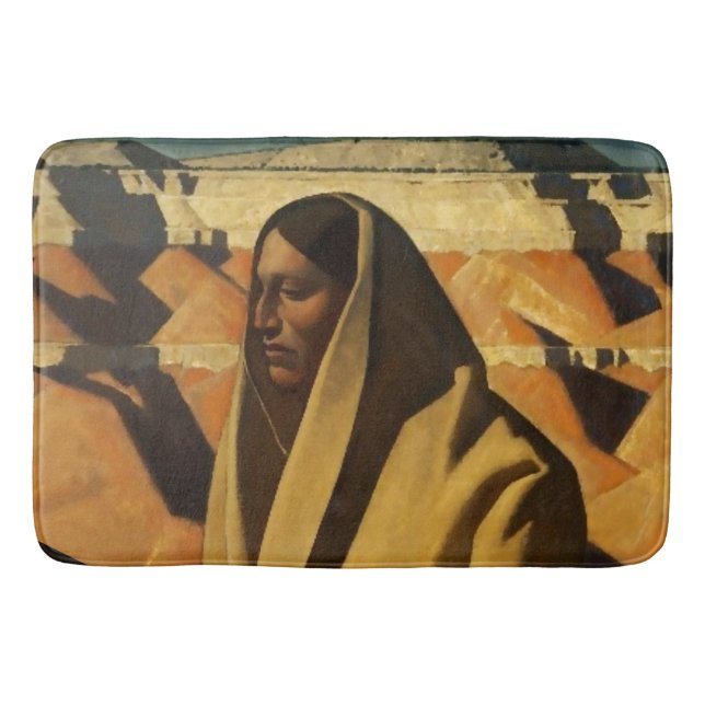 “Earth Knower” Western Art by Maynard Dixon Bath Mat (Front)