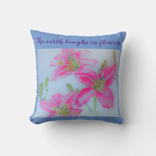Earth Laughs Flowers Watercolour floral Cushion