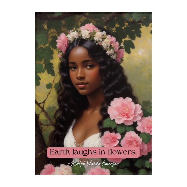 Earth Laughs In Flowers Emerson Quote Floral Art (Front)