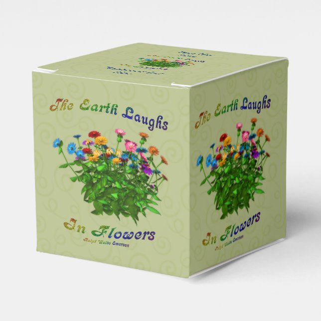 Earth Laughs In Flowers Inspirational Personalized Favor Boxes (Front Side)