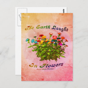 Earth Laughs In Flowers Inspirational Quote Postcard