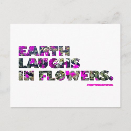 Earth laughs in flowers Ralph Waldo Emerson quote Postcard