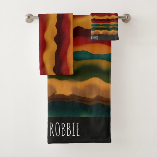 Earth layers Abstract Rainbow Pattern Bath Towel Set