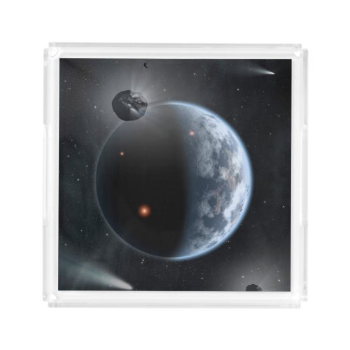 Earth_Like Planet With Oceans Coating Its Surface Acrylic Tray