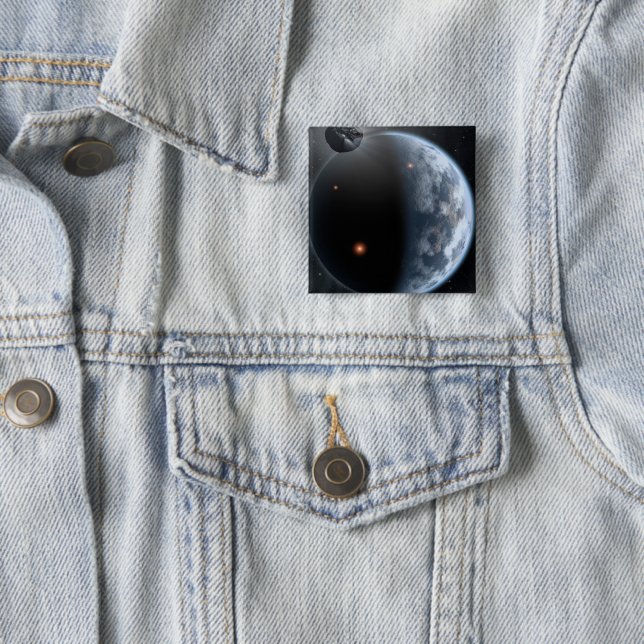 Earth-Like Planet With Oceans Coating Its Surface. Button (In Situ)
