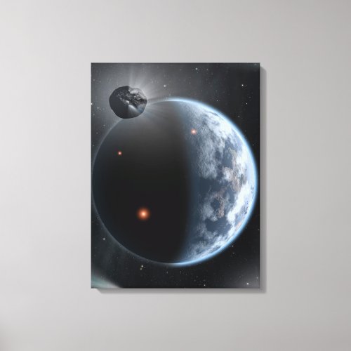 Earth_Like Planet With Oceans Coating Its Surface Canvas Print