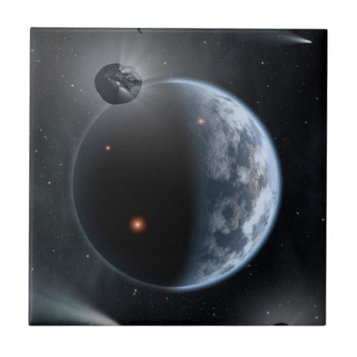Earth_Like Planet With Oceans Coating Its Surface Ceramic Tile