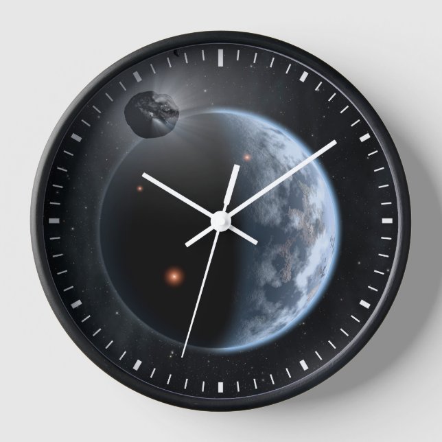 Earth-Like Planet With Oceans Coating Its Surface. Clock (Front)