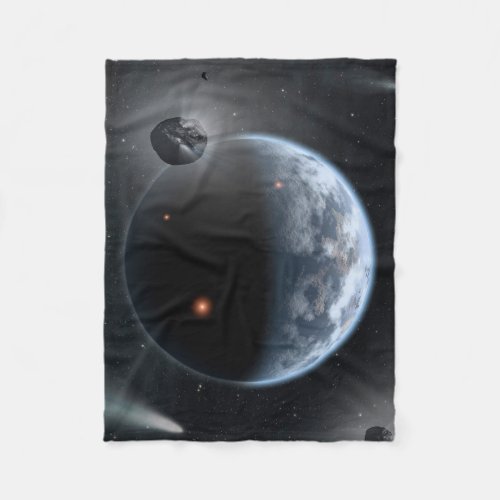Earth_Like Planet With Oceans Coating Its Surface Fleece Blanket