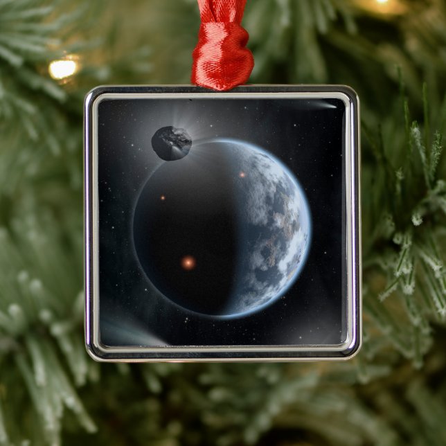 Earth-Like Planet With Oceans Coating Its Surface. Metal Ornament (Tree)