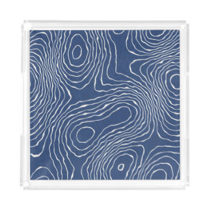 Earth Line Topographic Organic Print. Acrylic Tray