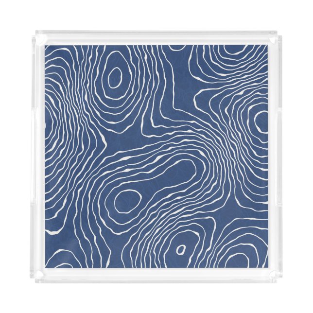 Earth Line Topographic Organic Print. Acrylic Tray (Front)