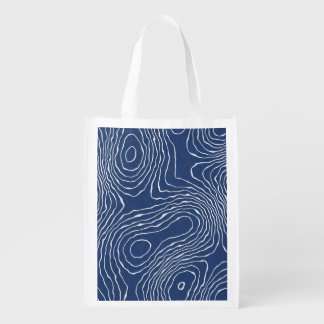 Earth Line Topographic Organic Print. Grocery Bag