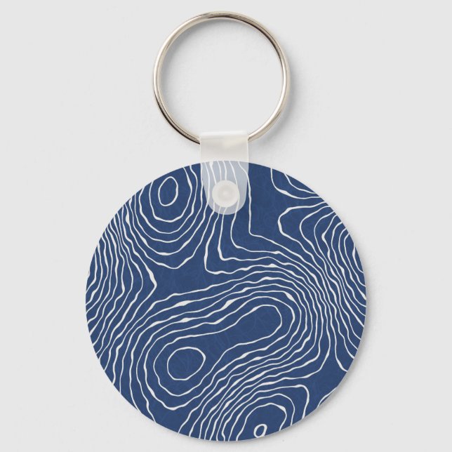 Earth Line Topographic Organic Print. Keychain (Front)