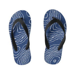 Earth Line Topographic Organic Print. Kid's Flip Flops