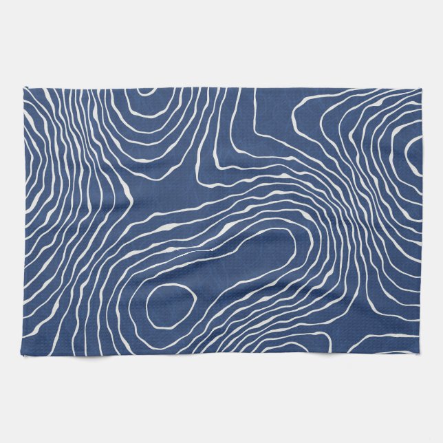 Earth Line Topographic Organic Print. Kitchen Towel (Horizontal)