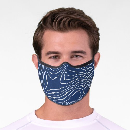 Earth Line Topographic Organic Print Premium Face Mask