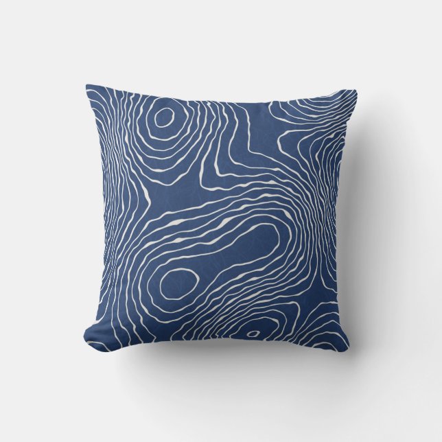 Earth Line Topographic Organic Print. Throw Pillow (Front)