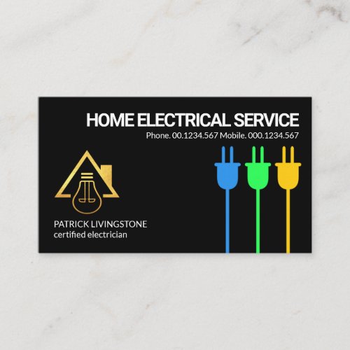 Earth Live Neutral Power Plugs Electrical Service Business Card