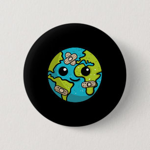 Earth Lover Day Illustration Gift Glol Warming Env Button
