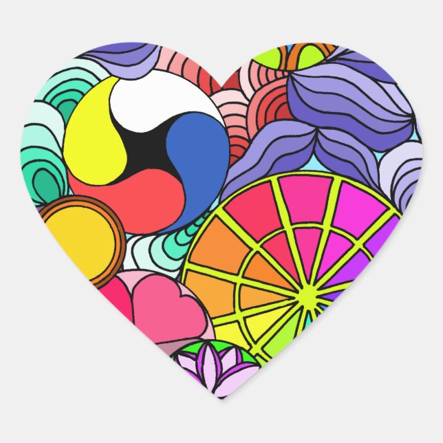 Earth Mandala Heart Heart Sticker (Front)