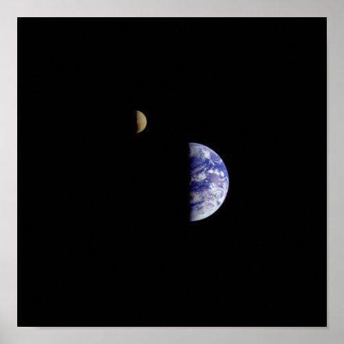 Earth Moon Galileo Space Photograph Poster