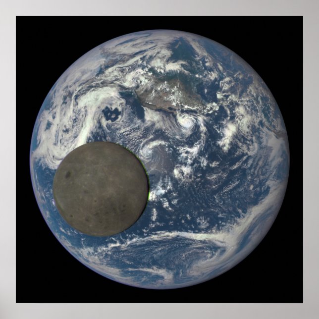 Earth & Moon's Far Side From Space Poster (Front)