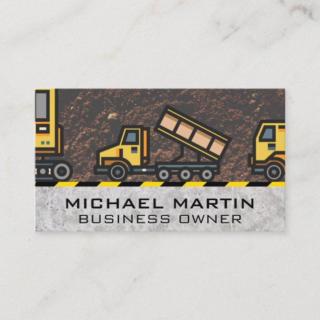 Earth Mover | Construction Vehicles | Dirt concret Business Card (Front)
