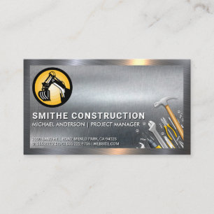 Earth Mover Logo   Hand Tools   Steel Metal Business Card