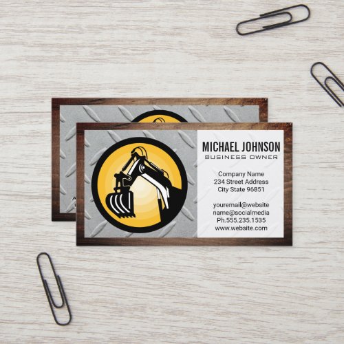 Earth Mover  Steel and Wood Business Card