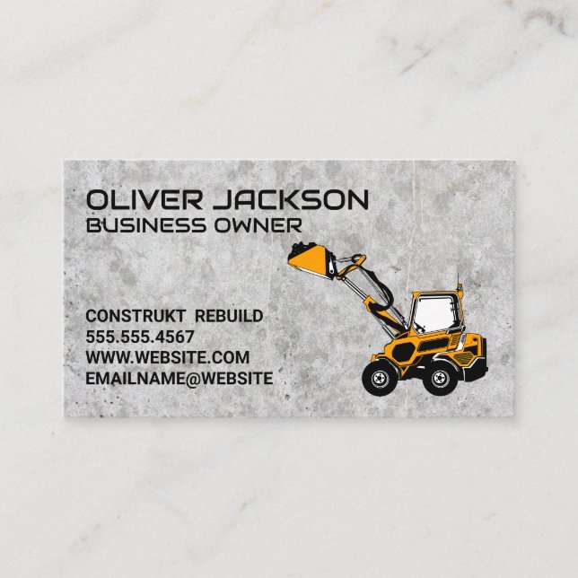 Earth Mover Vehicle | Construction | Concrete Business Card (Front)