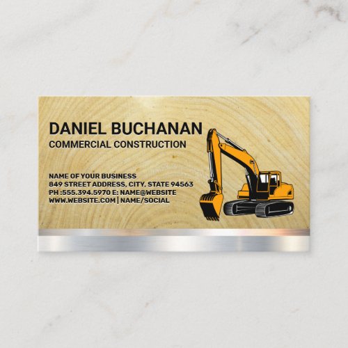 Earth Mover  Wood Metal Business Card