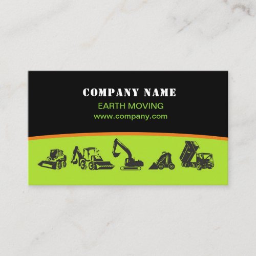Earth moving excavator landscaping business card
