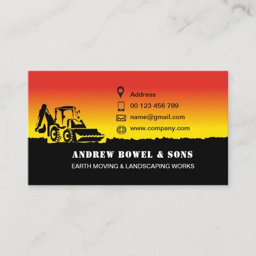 Earth moving excavator landscaping business card