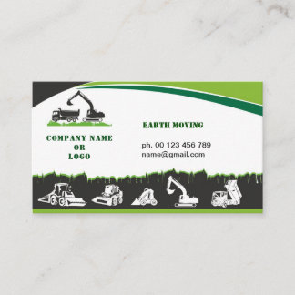 Earth moving, excavator, landscaping business card